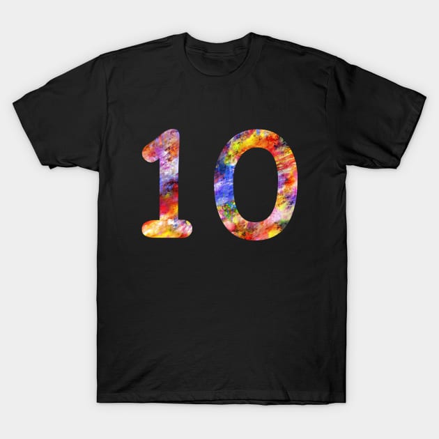 Number 10 Colorful Gift T-Shirt by Shariss